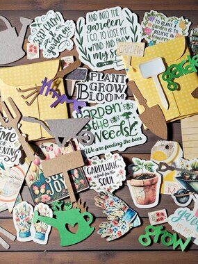 Mystery Garden Theme Papercraft Ephemera Kit, Tags & Stickers